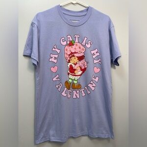 SOLD OUT 
Purple Graphic Tee with Strawberry Design